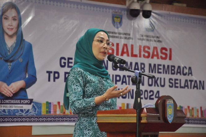
					Ketua TP PKK OKU Selatan, Isyana Lonitasari Popo, SH, menekankan pentingnya budaya membaca, terutama bagi generasi muda. (foto: Narasinews)