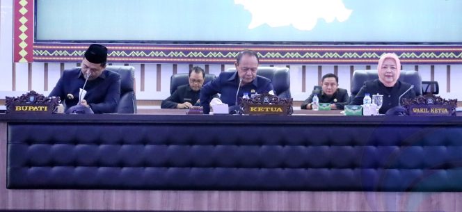 
					 Rapat Rapat Paripurna dengan agenda Jawaban/Tanggapan Bupati Ogan Komering Ulu Selatan terhadap Pandangan Umum Fraksi-Fraksi DPRD OKU Selatan, Rabu (30/07/2025).